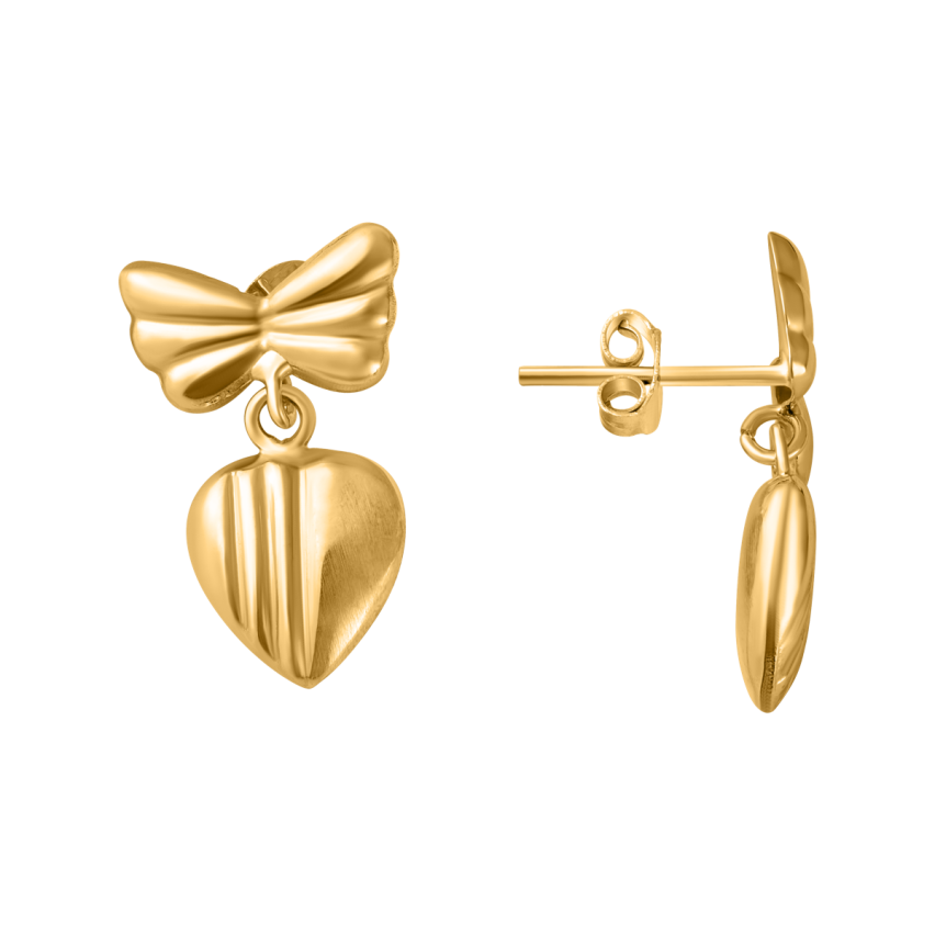 Ohrstecker aus 585er Gelbgold »Herz, Schleife, 100881«