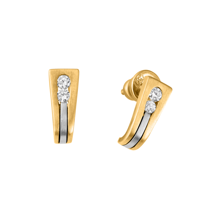 Ohrstecker aus 750er Gelbgold und Weissgold »100906« mit Diamanten