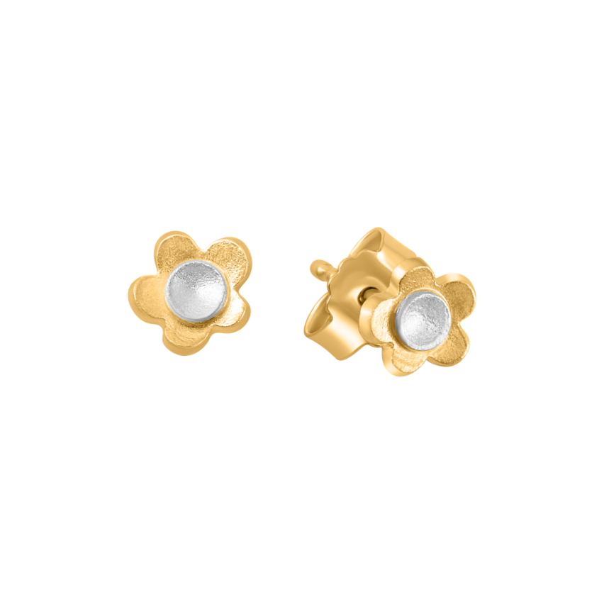 Ohrstecker aus 750er Gelbgold und Weissgold »Blume, 100946«