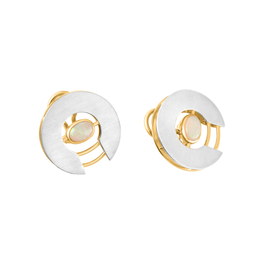 Ohrclips aus 750er Weissgold und Gelbgold »100964« mit Opal