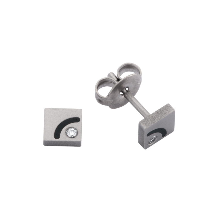 Ohrstecker aus Titan und Keramik »100164« mit Diamanten
