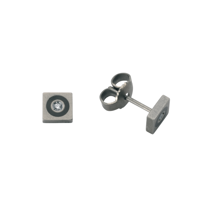 Ohrstecker aus Titan und Keramik »100165« mit Diamanten