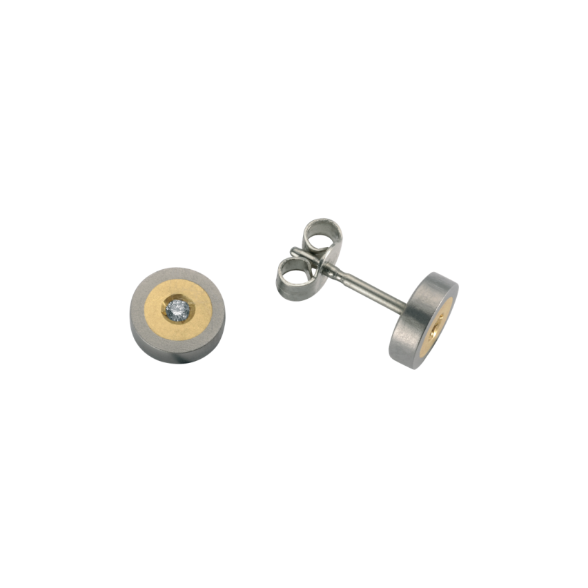 Ohrstecker aus Titan und 585er Gelbgold »100186« mit Diamanten